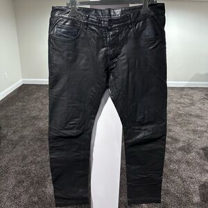 Rick Owens Detriot Calf Leather Black Tyrone Pants